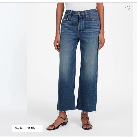 MADEWELL Low-Slung Baggy Crop Jeans Croswell Wash Raw Hem 26 - Picture 1 of 8